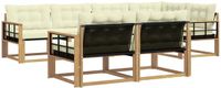 vidaXL - Hoek loungeset - 7 zitplaatsen - Wit en crèmekleurig - Acacia hout