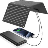 Ecosonique Opvouwbaar zonnepaneel, 30 W, waterdicht, USB-A, USB-C, zonne-oplader voor mobiele telefooncamerastatie, voor camping, backpacking, compatibel