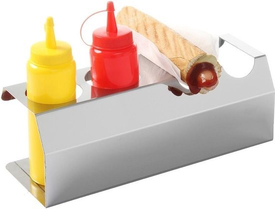 Hendi Hotdog standaard RVS - Voor 2 Broodjes + 2 Flacons van 70cl