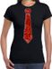 Bellatio Decorations Verkleed shirt dames - paillet stropdas - rood/zwart - XXL