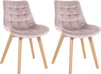CLP Brook Set van 2 eetkamerstoelen - Hout frame - Fluweel - Velvet - roze