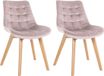 CLP Brook Set van 2 eetkamerstoelen - Hout frame - Fluweel - Velvet - roze