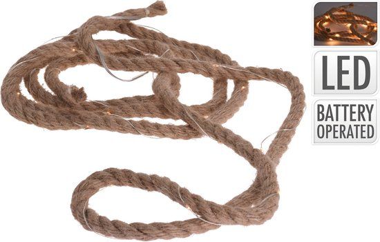 Homestyle LED Touw - 3m - 30 LED - Warm Wit - Jute