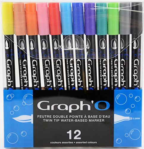 Graph'O GO00240 Essential Marker, 24 stuks 12 marqueurs op kleur gesorteerd