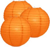 Merkloos 3 oranje lampionnen 25 cm