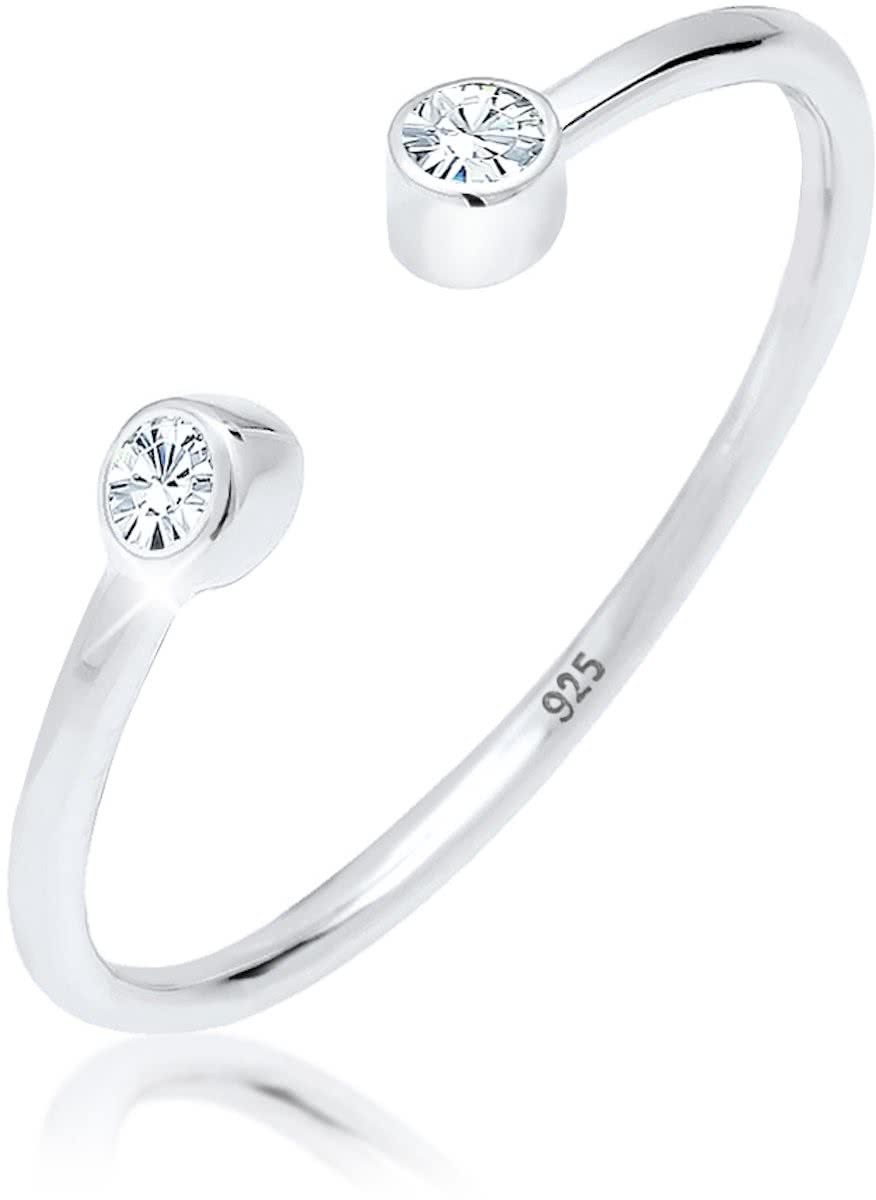 Elli Ringen Verstelbaar Solitaire Statement SwarovskiÂ® Kristallen 925 Sterling Zilver