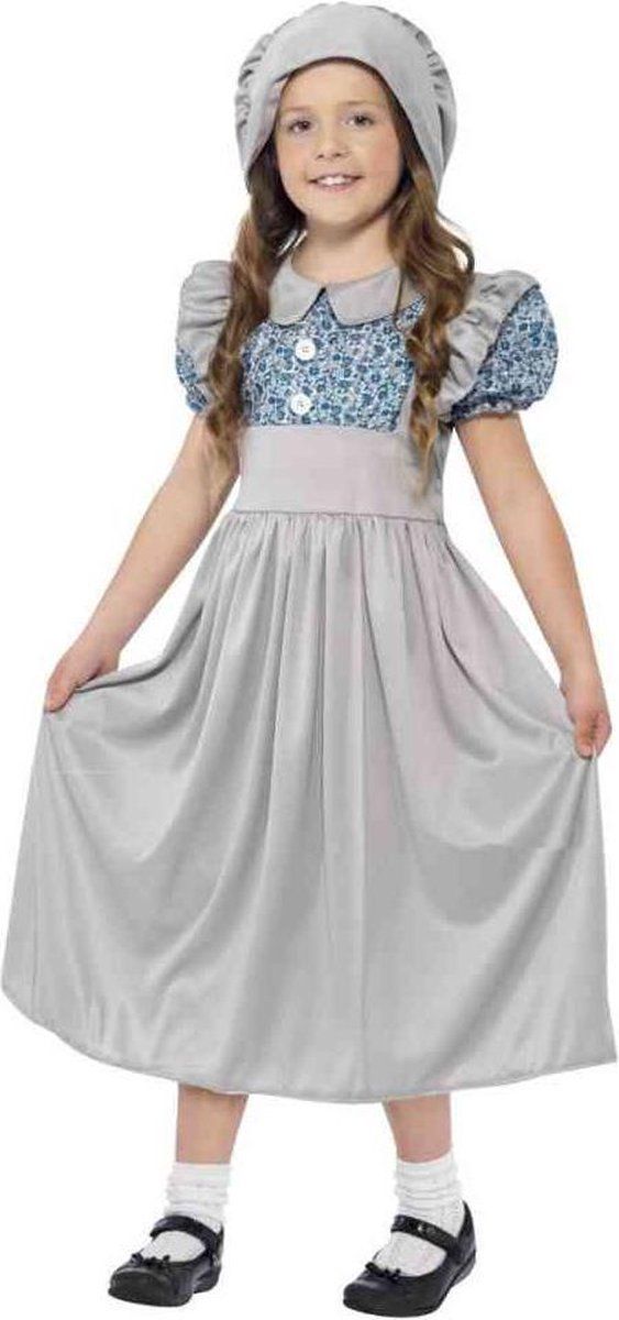 Smiffys Kinder Victorian School Girl Kostuum - Grijs - Kids tm 12 jaar