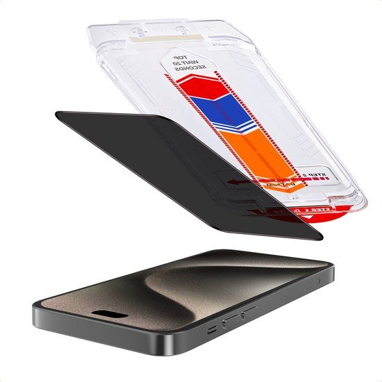 Accezz Screen Protector - Gehard Glas Privacy Screenprotector + Applicator voor Apple iPhone 15 Pro