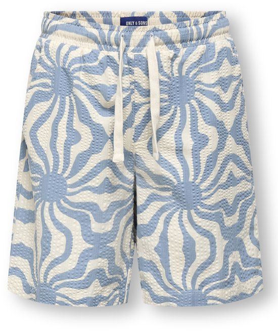 ONLY & SONS - OSJCRUZ SEERSUCKER JOGGER SHORTS WVN - Jongens - Bermuda shorts - Maat 164 - Katoen - Dusty Blue