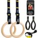Anneaux de gymnastique - Anneaux d'entraînement en bois - Sangles à réglage rapide - Sangles de pied et ancrage de porte inclus - Calisthenics - Corps entier - Home gym - 3,18 cm
