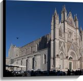 Merkloos / Sans marque Take your time Canvas - Zijaanzicht van Vogel boven Kathedraal van Orvieto onder Blauwe Lucht in Italië - 60x60 cm Foto op Canvas Schilderij (Wanddecoratie op Canvas)