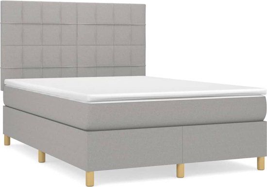 vidaXL Boxspring Bed - 140x190 cm - Lichtgrijs - Stof