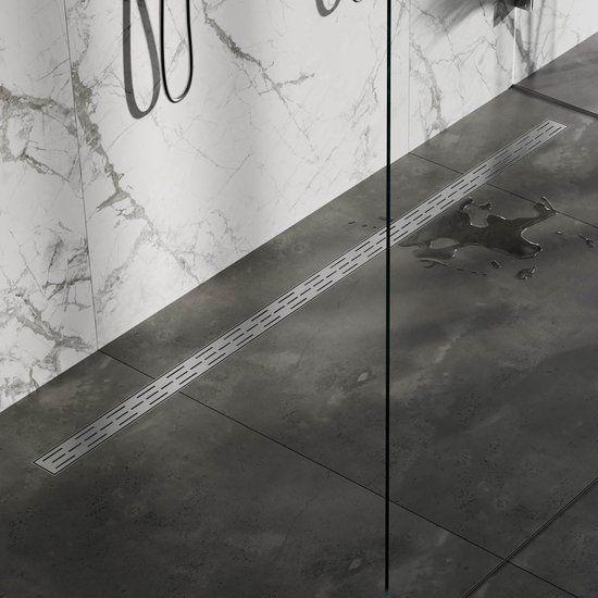 Brauer Douchegoot 180cm - Geborsteld RVS - Met Muurflens - Standaard Rooster