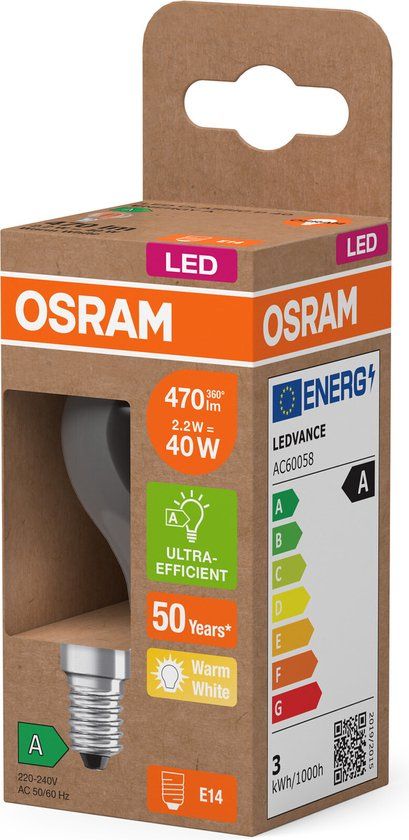 OSRAM LED-lamp Mini Buclassic - 2.2W - E14 - Warm Wit Licht