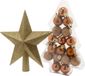 Billiet - Vanlaere Boules de Noël cuivre 17x pièce 3 cm - avec étoile sommet or - plastique