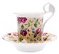 Meissen Tasse à café, 200 ml, Porcelaine tchèque, Rose sur jaune, Leander