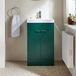 Hudson Reed Cluo Vert Foncé meuble de salle de bain 50cm avec lavabo et poignées sans poignées chromées