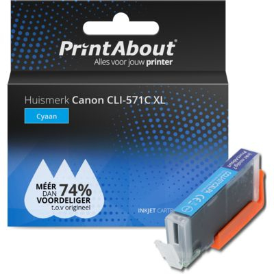 PrintAbout Huismerk Canon CLI-571C XL Inktcartridge Cyaan Hoge capaciteit