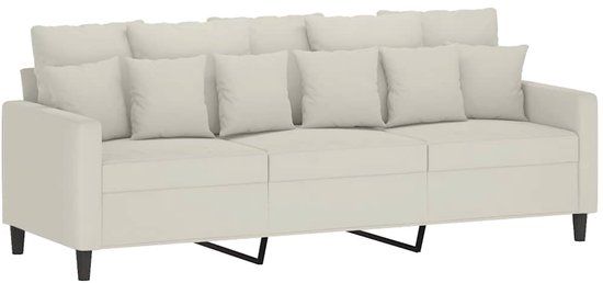 vidaXL Driezitsbank 180 cm fluweel crèmekleurig