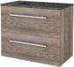 Basic Line Start 46 Badkamermeubelset - 80 x 46 cm - Met Grepen - 2 Lades - Hardstenen Wastafel - Zonder Kraangat - Scotch Oak