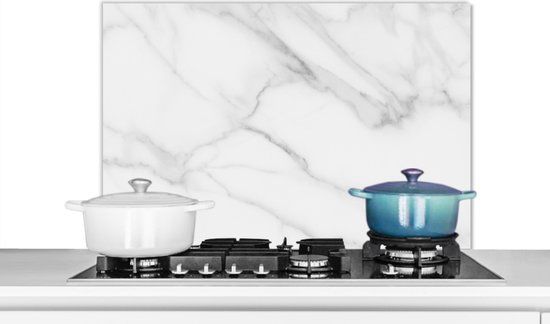 KitchenYeah Spatscherm keuken 80x55 cm Marmerlook - Aluminium