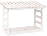 vidaXL Haardhoutrek 108x64,5x78 cm massief grenenhout wit