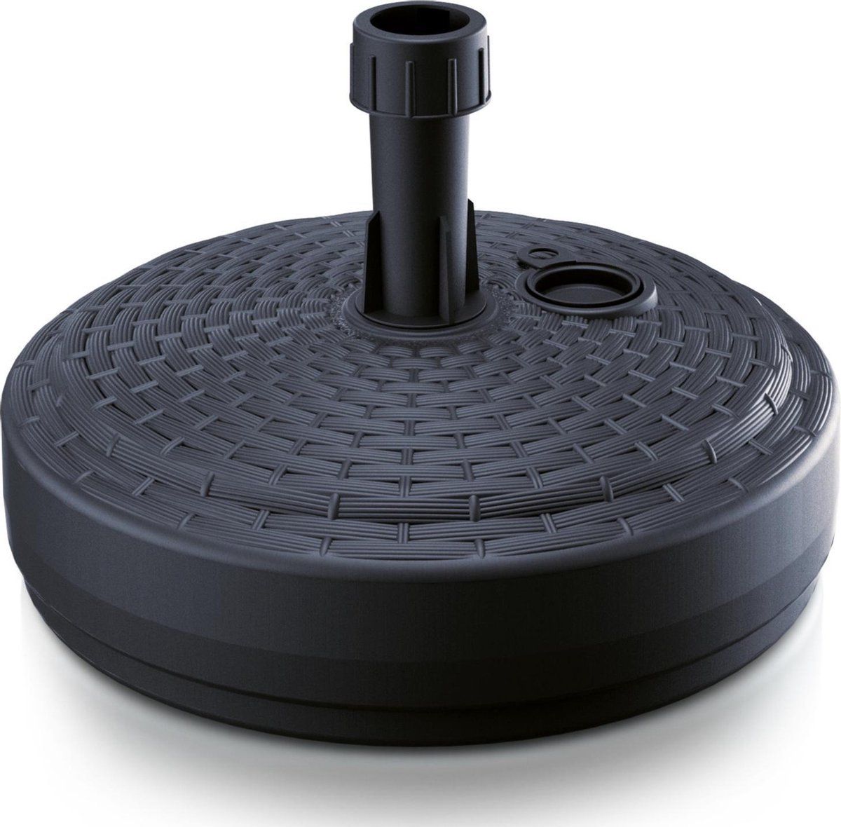 Prosperplast Ronde rotan kunststof parasolvoet antraciet 10 liter - diameter 39 cm