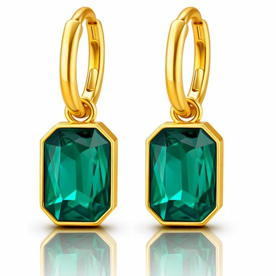 Cilla Jewels Oorringen Goudkleurig Groen Kristal