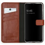 Selencia Echt Lederen Bookcase voor Samsung Galaxy A12 - Lichtbruin