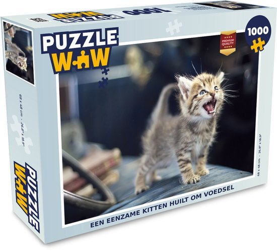 MuchoWow Puzzel Een eenzame kitten huilt om voedsel - Legpuzzel - Puzzel 1000 stukjes volwassenen