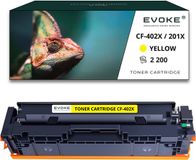 Evoke Compatible Toner for HP | Canon CF402X CF-402X 201X CRG-045H CRG045H Yellow 2200 Pages Color LaserJet Pro M252DW M274DN M277DW; Canon i-SENSYS MF-631CN MF-632CDW MF-633CDW