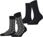 ESPRIT Dames Sokken Wool Hearts 2 Pack W So katoen gedessineerd 2 paar, Zwart Black 3000, 39-42