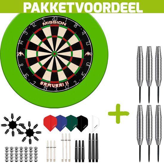 Mission Samurai 2 Dartbord Set - Sisal - 45 cm - Groen - 90 Accessoires