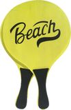 Summer Play Gebro beachball set - neon geel - hout - 35 x 20 cm - strandspelletje - tennis