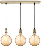 Home Sweet Home Hanglamp Brons Vintage - 3 Lichtpunten - Metaal - Messing - Rechthoek - Inclusief 3 LED Filament Lampen