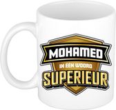 Bellatio Decorations Naam mok Mohamed - wit - Superieur - keramiek - 300 ml - collega beker - cadeau