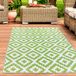Tapis d'extérieur ethnique polyvalent vert et blanc, dimensions : 90 x 300 cm