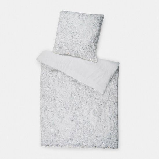 LOBERON Beddengoed Caselia wit/grijs katoen 135x200 cm
