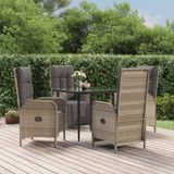 Prolenta Maison Exclusive 5-delige tuinset met kussens, zwart en grijs, van polyrotan