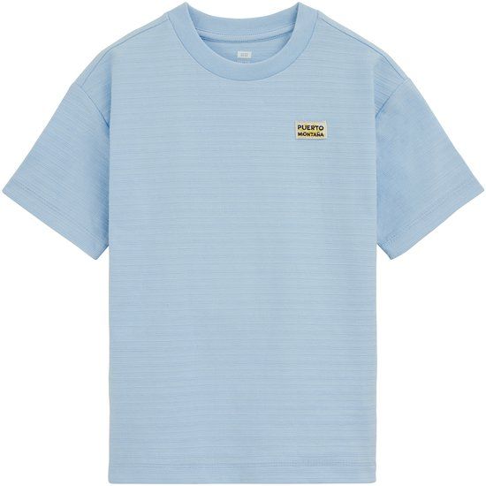 WE Fashion Jongens T-shirt met print Lichtblauw Katoen Maat 146/152