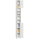 Yaheetech Armoire de salle de bain étroite, 6 étagères réglables, 20 x 20 x 180,5 cm, blanche