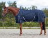 QHP Couverture d'extérieur Turnout Luxe 200grs - maat 125/165 - Bleu marine