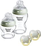 Tommee Tippee Geschenkset met glazen Natural Start babyflessen en fopspenen - 0m+