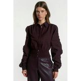 Aaiko geruite blouse - zwart/donkerrood
