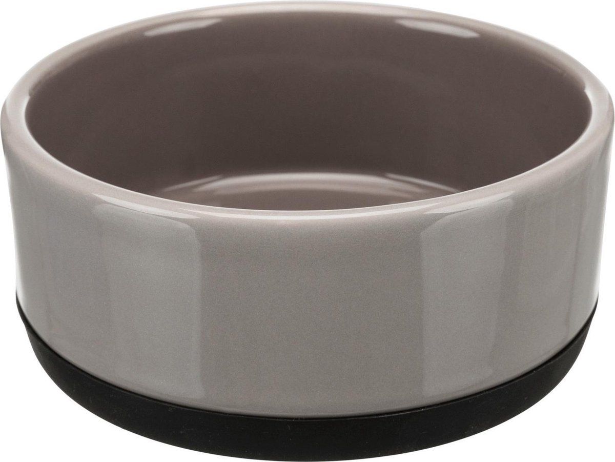 TRIXIE Voerbak Keramiek / Rubberrand Grijs 12x12 cm 400 ml
