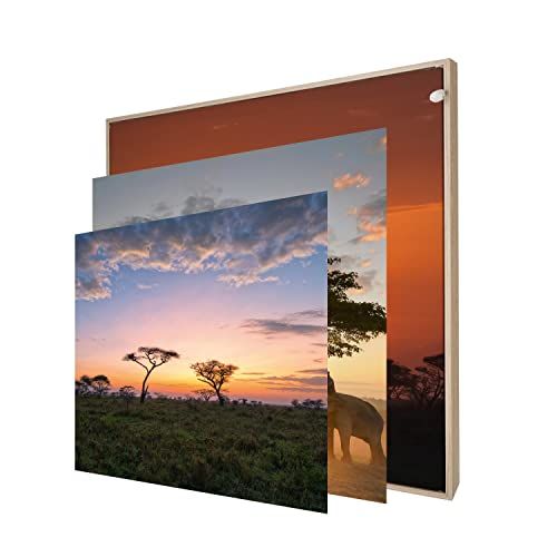 informa LED fotolijst Safari 50x50cm - 3 wisselende fotolijsten - Houtlook