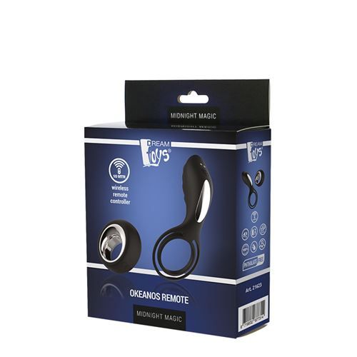 DreamToys Midnight Magic Okeanos Remote vibrerende cockring - zwart