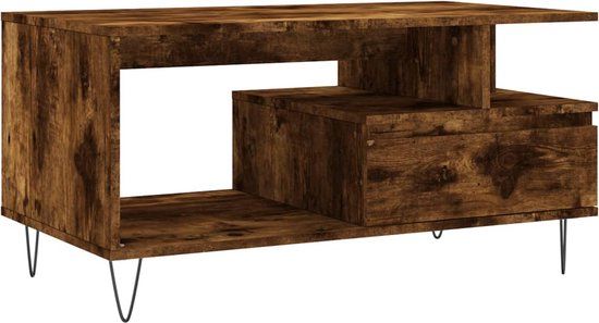 vidaXL Salontafel 90x49x45 cm bewerkt hout gerookt eikenkleurig