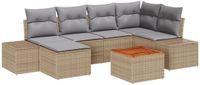 vidaXL Tuinbank Set 7-delig Beige en Lichtgrijs