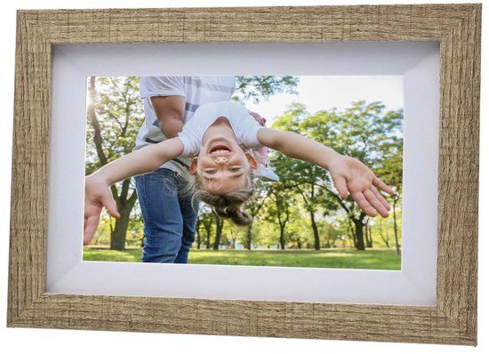 Pora&co Digitale fotolijst met WiFi en Frameo App - 8 inch - Licht Bruin/Wit - Touchscreen